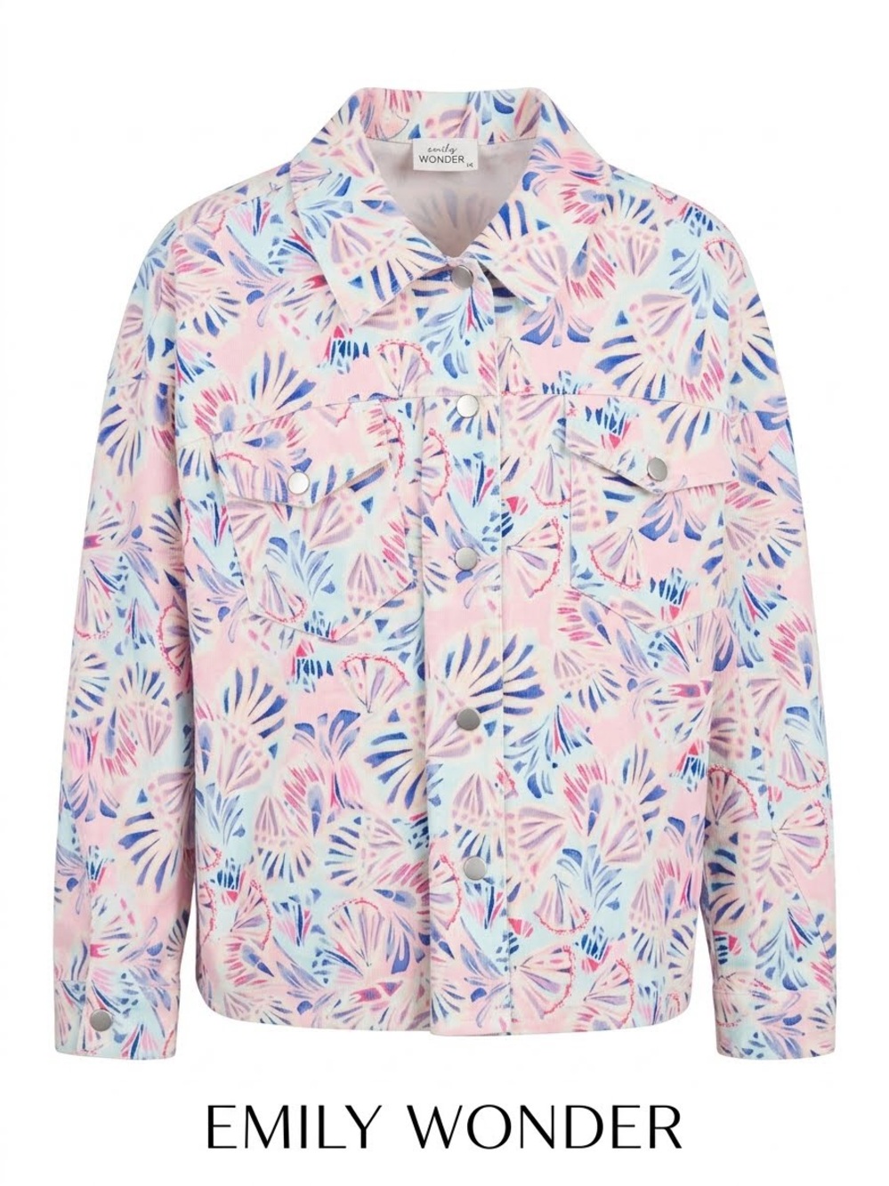 EMILY WONDER / Denim Pink Floral Print Jacket/ Plus / Womens / NWT / Ptp-26”